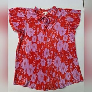 Women's Floral Plisse Top Size M